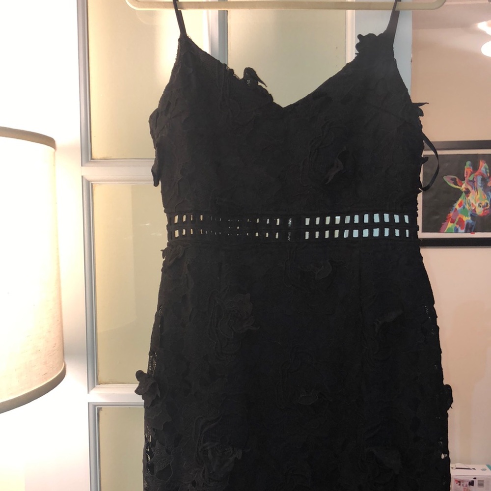 New! Never worn! Black embroidered midi dress